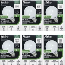 Pack of 6 Halco ProLume 9W Decorative Globe G25 CFL Bulb - Warm White, 40W Equiv
