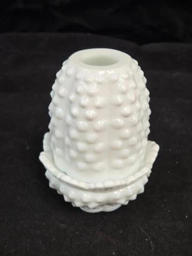 Classic VTG Fenton White Milk Glass Hobnail 2 Piece Fairy Lamp Light 4.5" #3608