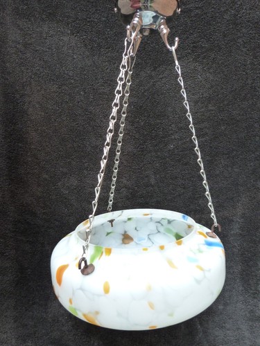 VINTAGE FLYCATCHER GLASS LIGHT SHADE PENDANT CEILING LIGHT WITH CHAINS 1930s - Picture 2 of 11