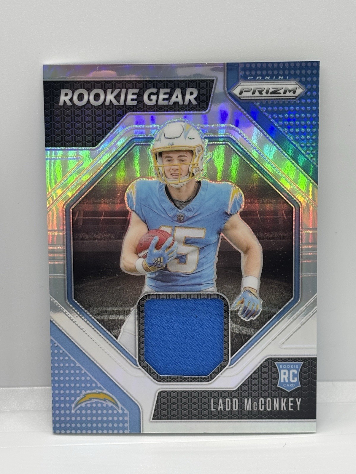 2024 Panini Prizm Ladd McConkey Rookie Gear #RG-LMY MEM RC Chargers