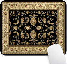 Vintage Oriental Persian Floral Mouse Pad, Retro Classic Flowers Design Black Be