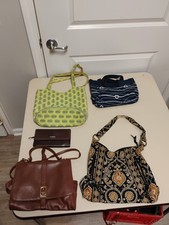 Lot Of 5 Various Damaged Purses Tote Bags And Wallet/Various Brands, Colors And