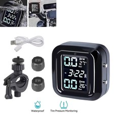 Wireless Motorbike TPMS Tyre Pressure Temperature Monitor System LCD Alarm UK