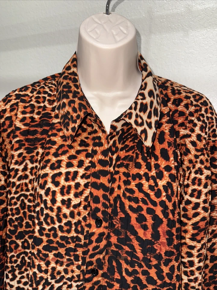 Laura Scott женщин плюс размер 16/18 Вт леопард кнопка вверх 3/4 рукав животное печати - Изображение 2 из 4