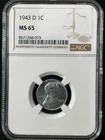 1943-D 1C  Lincoln Wheat One Cent NGC MS65    8671268-073
