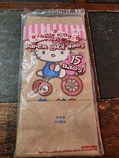 2006 Sanrio Hello Kitty Brown Paper Lunch Bags Bike Bicycle Set 15 Bags New