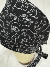 Men/Women Surgical Scrub Cap Lined Kitty Cats 100 Cotton