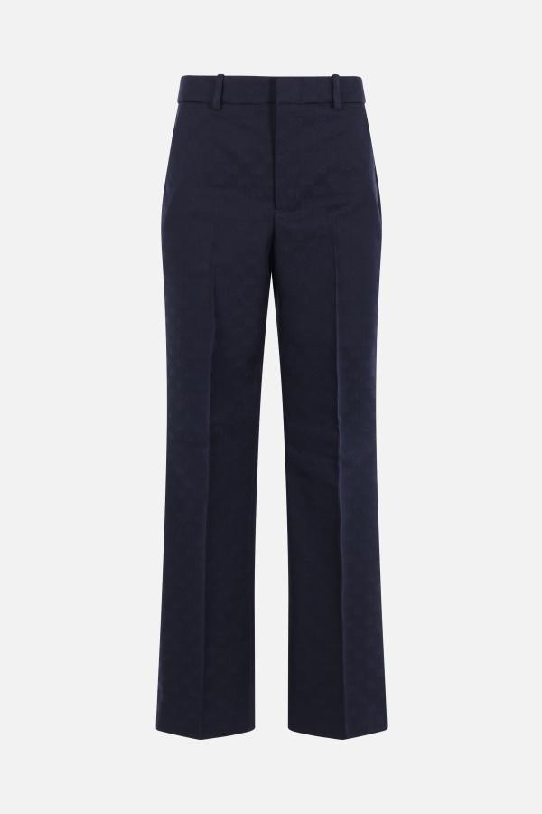 GUCCI GG Blue Cotton Gabardine Trousers New & Authentic