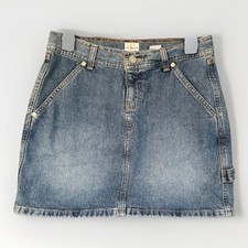 Calvin Klein Mini Skirt Low Rise Carpenter Sz 3 Light Sandblast Denim Vtg Y2k