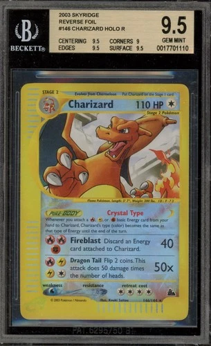 Pokemon Charizard Skyridge Crystal Reverse Holo Secret Rare #146 BGS 9.5