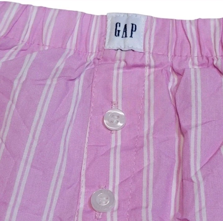 GAP Body Women's Pink/White Striped Boxer Pajama Shorts - Image 2 of 4