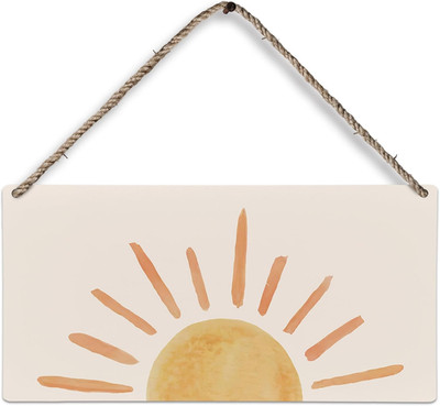 Sunshine Wood Plaque Sign, Summer Boho Sun Wall Decor, Mid Century Modern Art, H