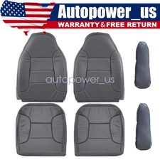 For 1992-1996 Ford Bronco Front Both Side Leather Bottom Top Seat Cover Med Gray