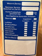 5x Aufkleber Inspektion Serviceaufkleber Motor&ouml;l Filter Z&uuml;ndkerzen Zahnriemen
