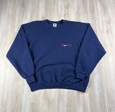 Vintage Nike Sweatshirt Blue Crewneck Made In USA Medium Swoosh Rare 90s