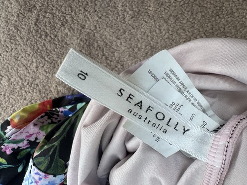 Seafolly Australia black multi-colour Halterneck One Piece Boyleg Swimsuit 6 8 - Picture 8 of 10