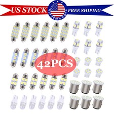 White 42PCS Car Interior Combo LED Map Dome Door Trunk License Plate Light Bulbs