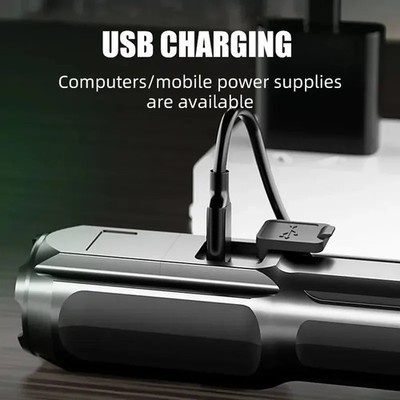 LED Taschenlampe Wasserfest Zoom wiederaufladbar USB Outdoor Camping