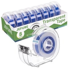 8 Pcs Transparent Tape with Dispenser, 0.7 x 1000 in Blue Core Clear Tape Rol...