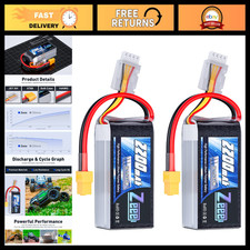 2200mAh 11.1V 50C Lipo Battery Shorty Pack XT60 for RC Cars, Drones, Boats & Mor