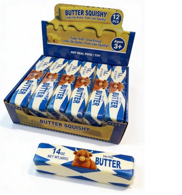 Highland Cow Scotland Butter 14oz Squishy Toy - Soft & Squeeze Sensory Toy