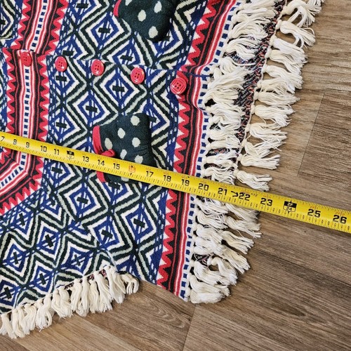 Matilda Jane A Caroling We To Poncho Sweater Girls Size 8 Fringe Aztec Christmas - Picture 8 of 8