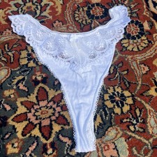 Vtg Victoria  s Secret Gold Label USA Lace Cotton Panties White 1986 M