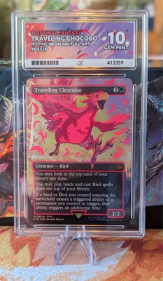 Traveling Chocobo (Neon Ink Pink) Final Fantasy Foil Ace graded GEM MINT 10