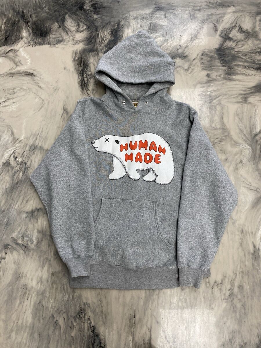 Human Made X Kaws Polar Bear Hoodie Grey Medium Pizza Human Made X Kaws Polar Bear Hoodie Grey Medium Pizza
