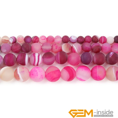 Plum Banded Agate Natural Stones Frosted Matte Loose Beads Jewelry Making 15" AU - Foto 3 di 35