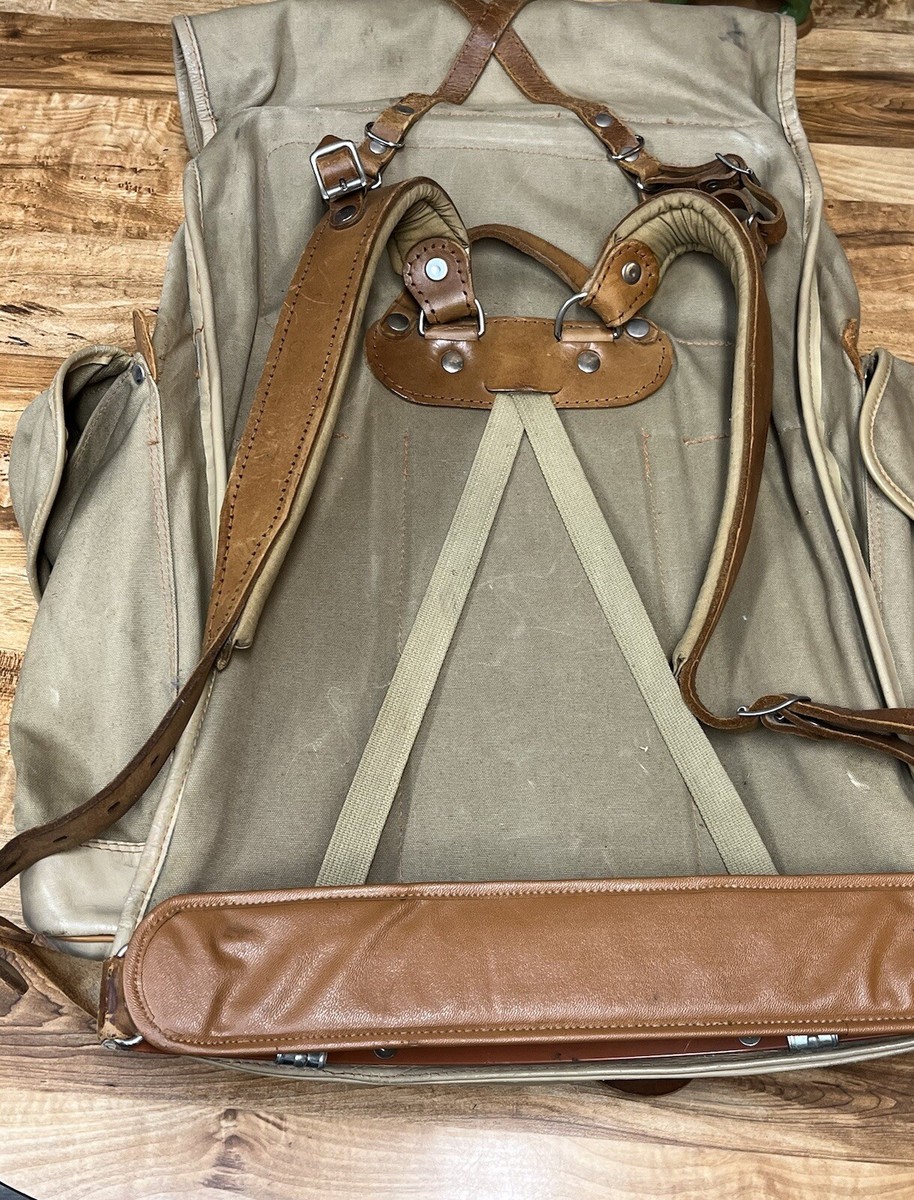 VTG Army Green Backpack 1950's Military Leather & Canvas | eBay