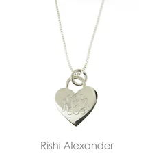 925 Sterling Silver Monogram Personalized Heart Necklace Pick any Chain Style