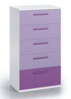 Carlotta Chest Of 5 Drawers Childrens Kids Bedroom Furniture Purple + White Carlotta Chest Of 5 Drawers Childrens Kids Bedroom Furniture Purple + White