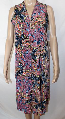 LuLaRoe Orange Blue Yellow Joy Duster Vest Cover Geometric Sleeveless NWT S - Picture 2 of 9