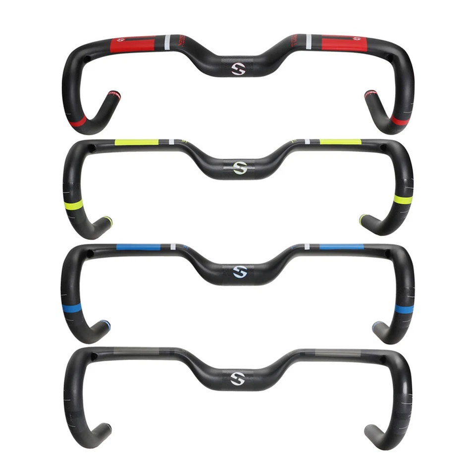 TOSEEK Carbon Fiber Road Bike Rise Handlebar Racing Drop Bar Handlebars 31.8mm - Image 2 of 4