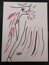 IMPRESSIONISM ORIGINAL COLLECTIBLE WHIMSICAL FIGURE Gat Painting