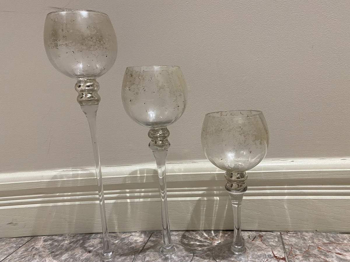 3 Large Wine Glass Cup Candle Holder Home Decor Decorative Glasses Cups