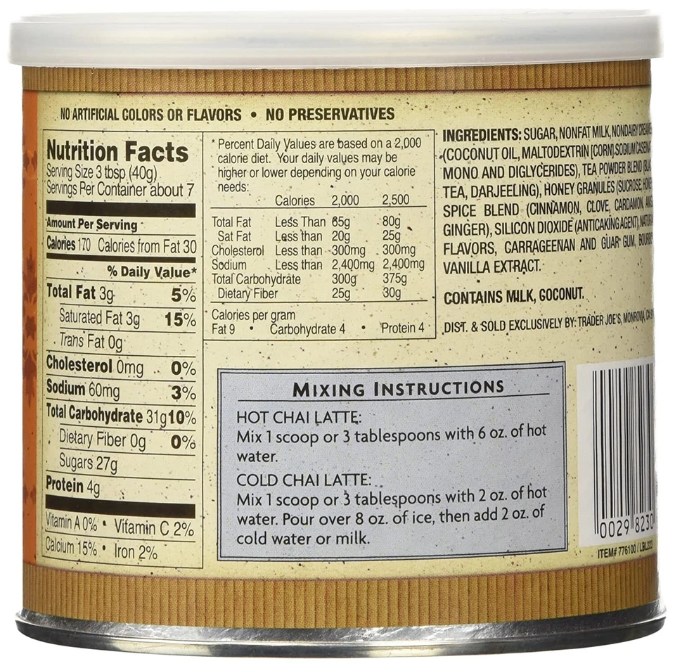 3 Packs Trader Joe's Spicy Chai Tea Latte Mix 10 oz Each Pack, Total 30 oz - Image 3 of 4