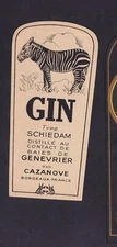 Old label alcohol France BN180967 gin zebra