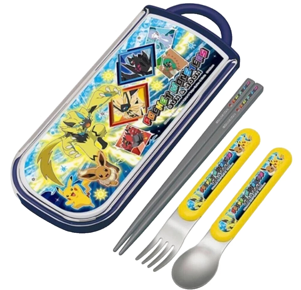 Juego de cubiertos Pokemon Sol y Luna Bento - Pikachu y amigos | Palillos tenedor cuchara Foto 3 de 3