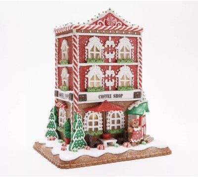 Illuminated Townsquare Gingerbread Coffee Shop by Valerie Parr Hill - BNIB!