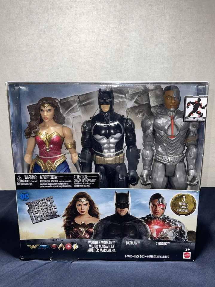 Juego de 3 figuras DC Justice League Wonder Woman Batman Cyborg Mattel 2017 NUEVO Foto 2 de 4