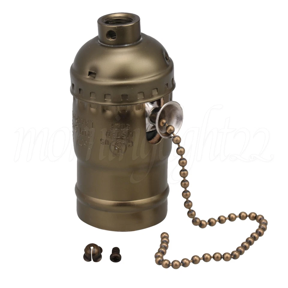 10pcs AC110-240V E27 Vintage Aluminum Chain Lamp Holder Bronze - Image 2 of 4