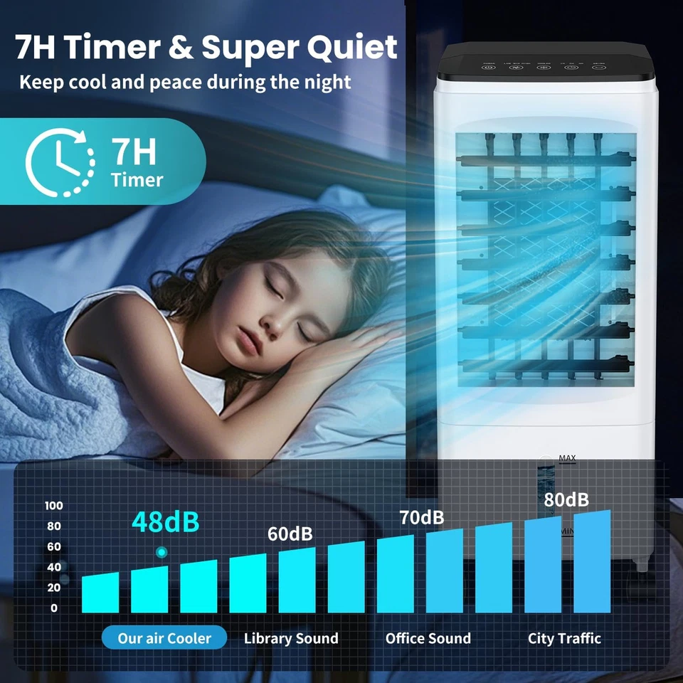 Condizionatore Portatile Senza Tubo, Multifunzione Evaporativo Mobile, Con Ruote - Immagine 4 di 4