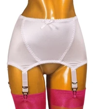 USA Girdle Vintage Satin Suspender Garter Belt W 6 Adjustable Straps Metal Clips