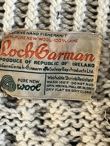 Vintage Loch Garman 100% Wool Cardigan Sweater Cream Fisherknit Size 40 - Picture 2 of 14