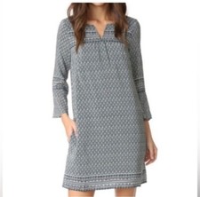 Madewell Starland Patterned 100 Silk Shift Dress Bell Sleeve Lined Western Boho