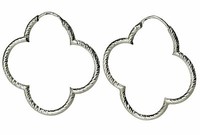 Silbermoos Damen Ohrringe Creolen Kleeblatt Diamantiert 925 Sterling Silber