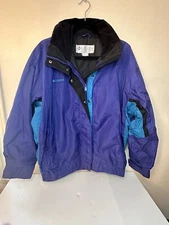 Columbia Bugaboo Vintage 90s Ski Jacket Womens Large Purple Teal Radial Sleeve