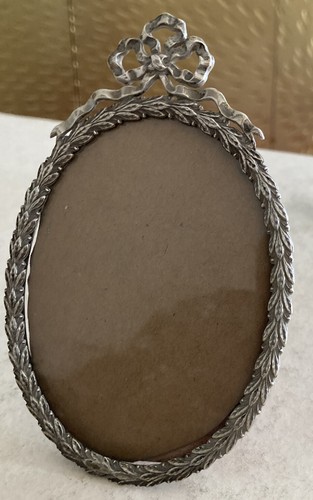 Rara cornice ovale argento sterling immagine antica Shreve Co corona ovale e nastro - Foto 8 di 17